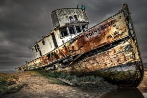 Point Reyes Shipwreck After Fire Burned (Starboard Side)