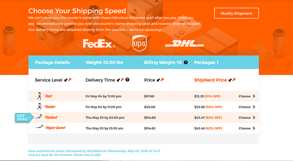Multiple Shipping Options