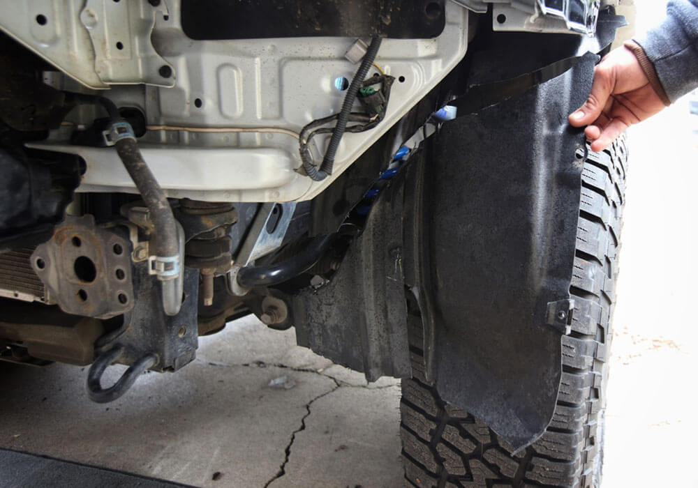 DeMello Off Road Bumper Install - Step 9. Cut Mud Flaps/Wheel Well Guards