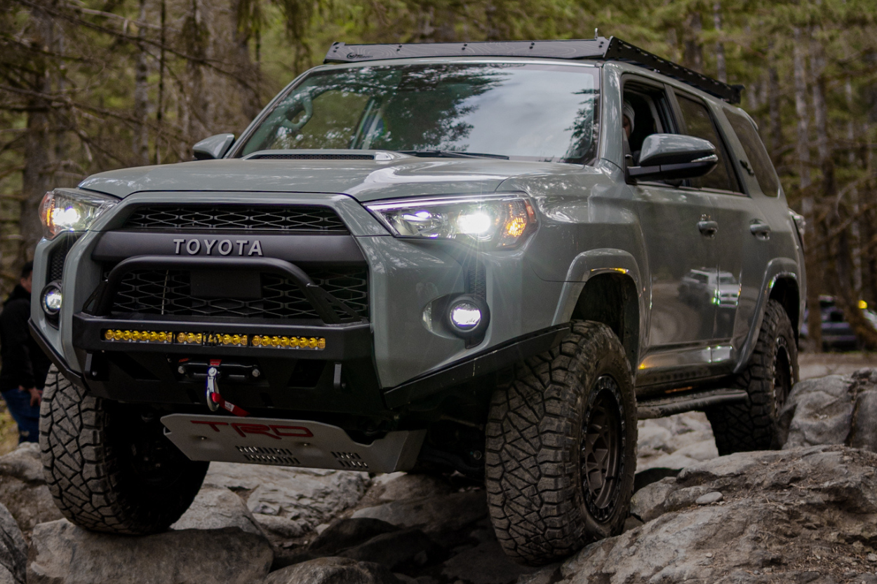 Cement TRD Off-Road Premium 4Runner With C4 Fabrication Lo Pro Front Bumper & Prinsu Roof Rack