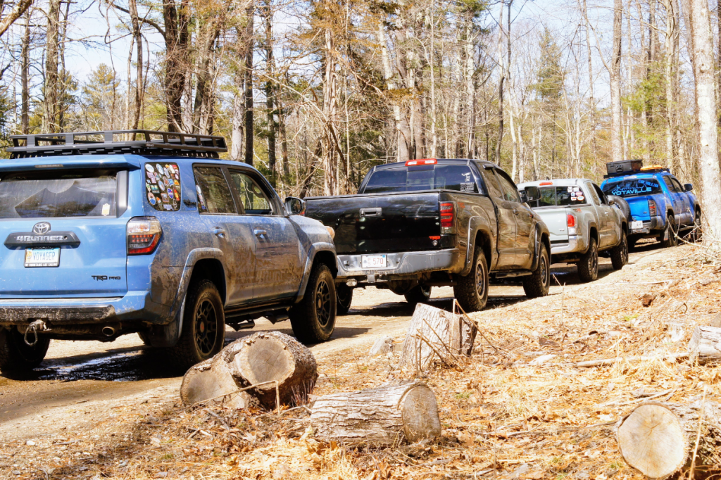 Group of Trucks Off-Roading in Pulaski State Forest