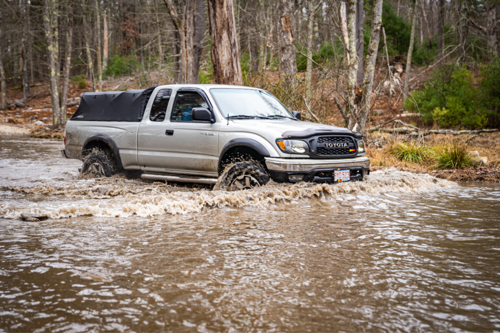 1st Gen Tacoma Going Through a Water Crossing at Quaddick State Forest