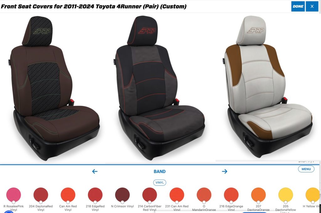 Front Seat Cover Configurator From PRP