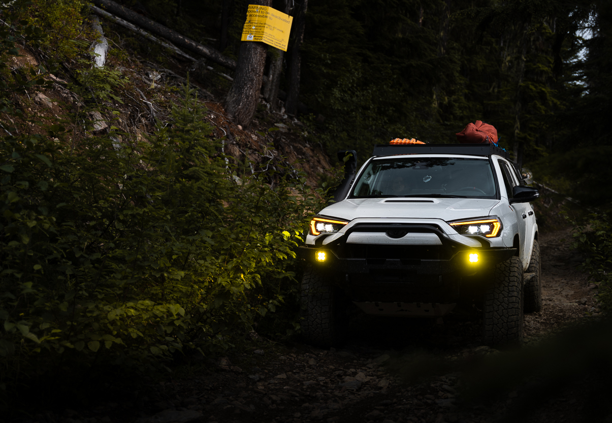 Morimoto XB Evo LED Headlights With Amber DRL On White 4Runner